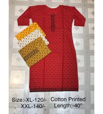 Red Color Cotton Ladies Kurti